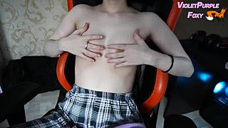 Virgin Plays with Her Nipples to Orgasm When Home Alone