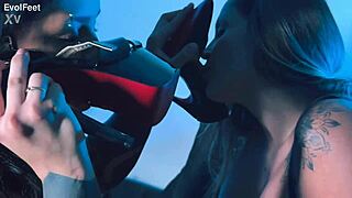 Licking toes awakens deep desires in her.