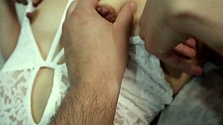 Pov sloppy blowjob in sexy white body with gagging and cum in mouth