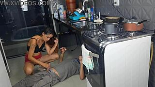 casada gets plumber blowjob without panties outdoors