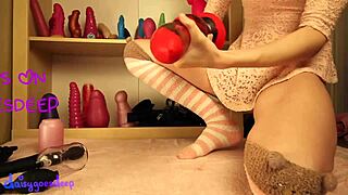 kawaii blonde explores big dildo and silicone can in solo fetish play