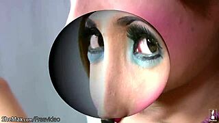 Pretty face ladyboy plays with small 18+ titties and shaved cock in high definition cumshot tease