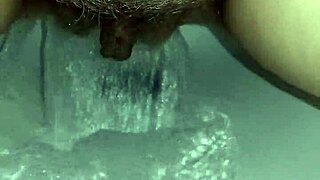 Pregnant woman flashes on the toilet and uses bidet on her ass