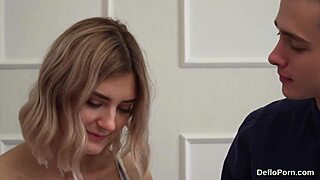 Look at this lovely sweetie stretching her spread snatch before getting deflorated