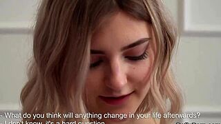 Look at this lovely sweetie stretching her spread snatch before getting deflorated