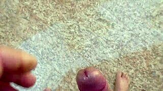 Brazilian amateur masturbates solo in garage, flashing huge cock and giving massive cumshot