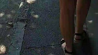 she's strolling naked on the street, flashing passersby