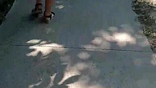 she's strolling naked on the street, flashing passersby