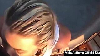 big tits vicky vette sucking cock and getting cum on tits