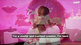 Brunette beauty feels intense pleasure masturbating to orgasm