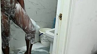 Lucky Asian boy showers with Iranian MILF!