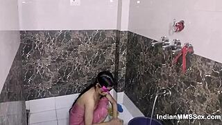 Desi skinny wife gets fucked hard in the shower with her natural tits bouncing!