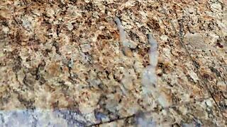 Brazilian amateur masturbates solo in garage, flashing huge cock and giving massive cumshot