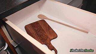 Teen babe blows big cock while watching horror flick 😈