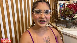 Young Brunette Tired Of Small Dick Boyfriend Tears Pussy In Cuckold House