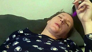 Getting Fucked By A Pink Toy In Bed