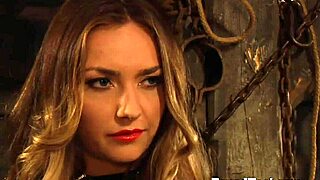 pale white lady with massive tits gets touched by madame