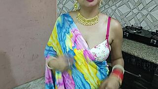 An Indian bride has first-time sex with her devar in the kitchen, complete with dirty talk