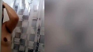 cute latina showering on webcam