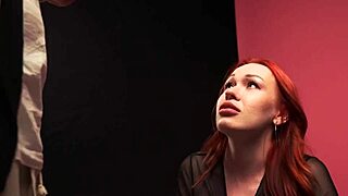 Innocent redhead discovers blowjob pleasures in homemade session