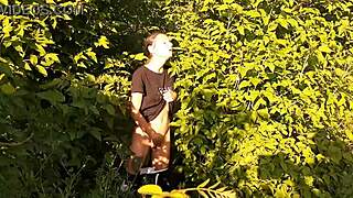 Risky public masturbation in nature leads to flying orgasm for girls