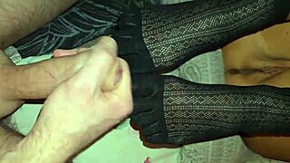 Stepmom is fucking in those socks using five fingers, so naughty!