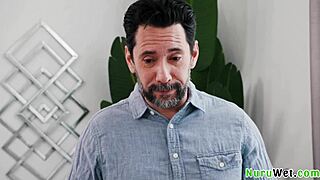 Naughty busty blondie masseuse gives wet nuru massage. Then craves hardcore fuck with Tommy Pistol.