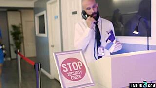 Big Boobed Skinny Flight Attendant Rocky Emerson Gets Fucked By Security Guard!