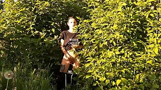 Risky public masturbation in nature leads to flying orgasm for girls