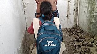 I watch the Indian schoolgirl ride her boyfriend's big cock.