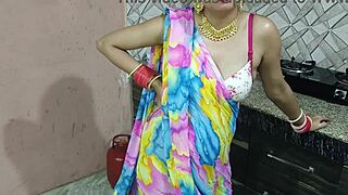 An Indian bride has first-time sex with her devar in the kitchen, complete with dirty talk