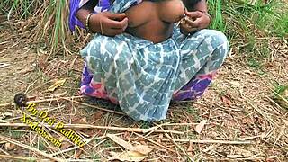 Indian couple fucking outdoor in forest