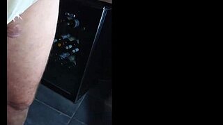 Walk in pantie with cock out into bar for a beer