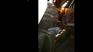 Walk in pantie with cock out into bar for a beer