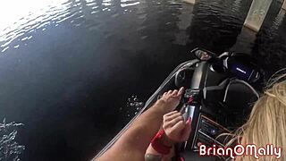 stephanie love and brian omally enjoying outdoor jet-ski ride with teasing touches