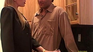 i'm fucking this sexy blonde babe in lingerie and stockings interracial style with big black cock