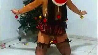 Wife Transformed Into Bound Slave For Intense BDSM Humiliation. Choking Gagging And Sucking On Christmas.