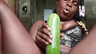 nasty homemade cucumber masturbation leads to squirting backstage 😜