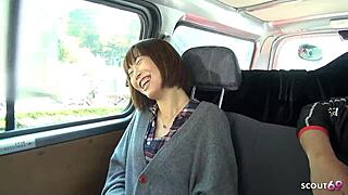 petite asian girl gets picked up and sucks stranger's cock first time in car, uncensored jav