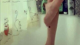 Busty teen 18+ washes her perfect feet in shower