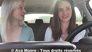 Defi inconnu - première fois pour ce mec chanceux qui se fait sucer par 2 filles on lui vide les couilles sur le bord dune route