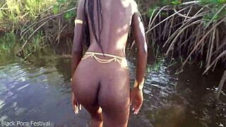 i saw hot skinny african village girl walking naked, probably looking for dick