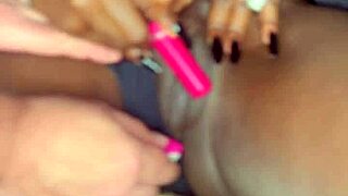 Sexy Black Model Masturbates with Vibrator for White Guy