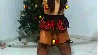 Wife Transformed Into Bound Slave For Intense BDSM Humiliation. Choking Gagging And Sucking On Christmas.