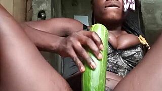 nasty homemade cucumber masturbation leads to squirting backstage 😜