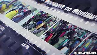 stealing a pink slutty bikini gets jackie hoff detained by security officer calvin hardy but officer hardy wants some foot job