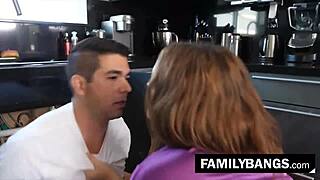 Cheater milf leaves husband for young plumber in kitchen