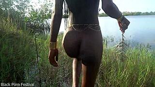 i saw hot skinny african village girl walking naked, probably looking for dick