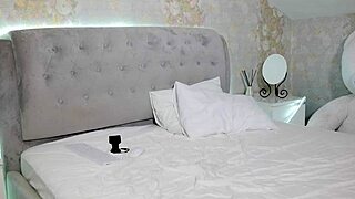 Big tits student strips after studying!