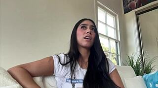 violet myers dives deeper into the casting interview, showing off her big tits and ass backstage